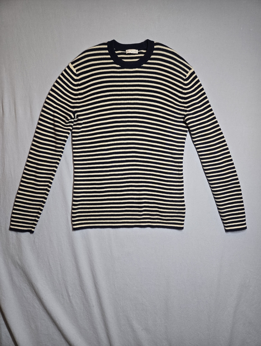 Gap Cotton Crewneck Stripe Sweater Men's Medium Fisherman Chunky Knit